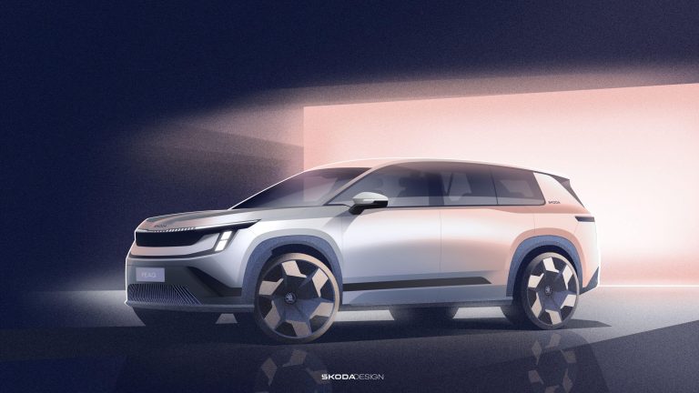 Škoda Reveals First Look At All-New Electric Seven-Seater Flagship SUV