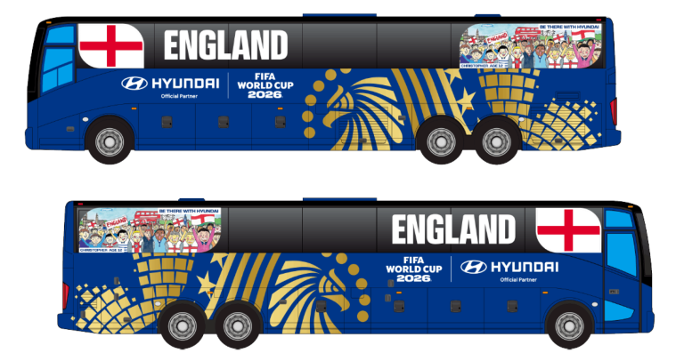 Young Fans Put Their Mark On England And Scotland Team Buses For 2026 FIFA World Cup